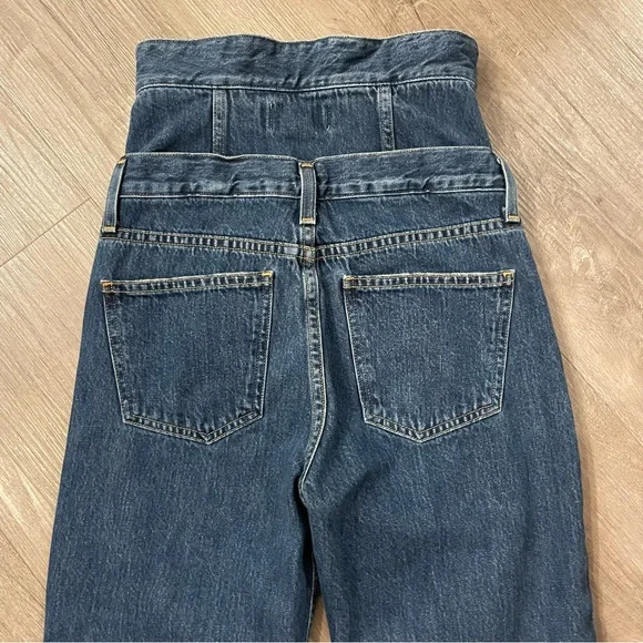 Agolde Vanna Corset Jeans High Waist Belted Foldover Cotton Denim in Blue - Picture 10 of 12